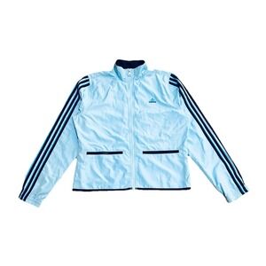 Adidas Womens Y2K Lightweight Windbreaker Track Jacket Blue‎ Full Zip Size M